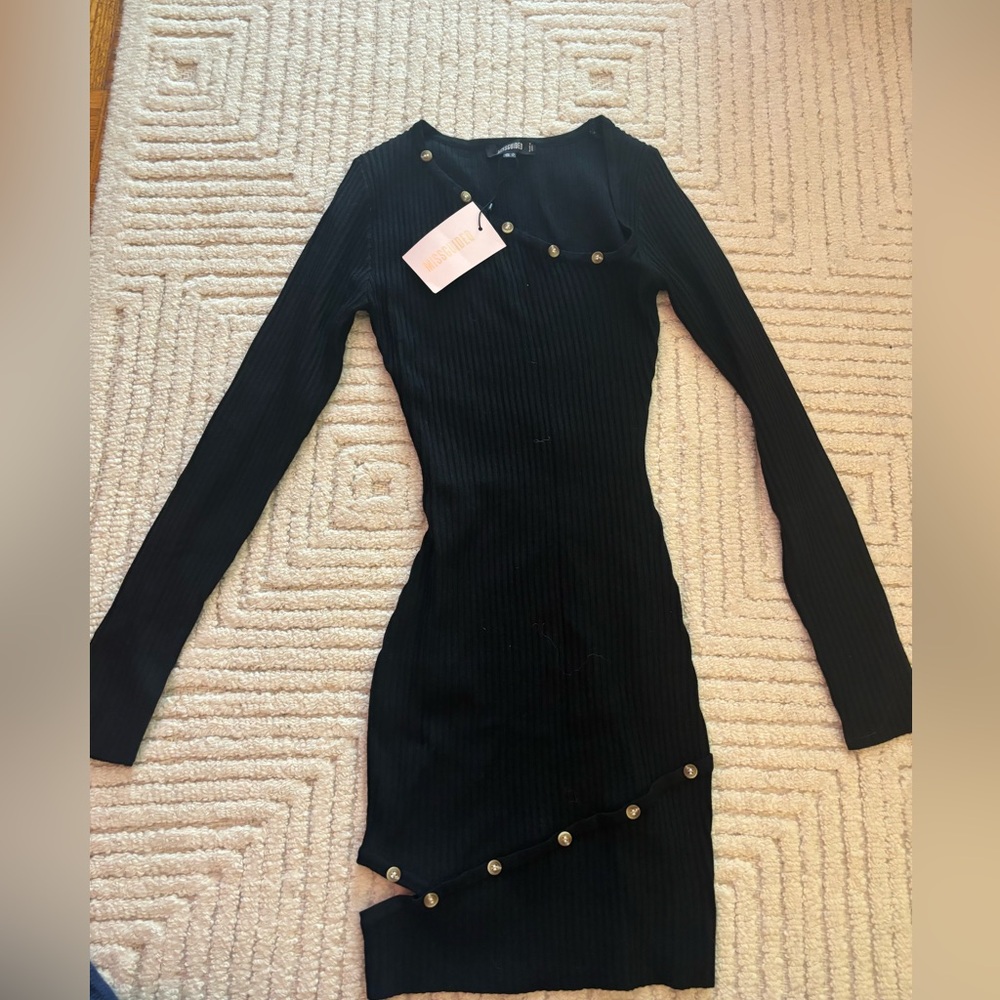 Misguided black mini dress with cut out NWT